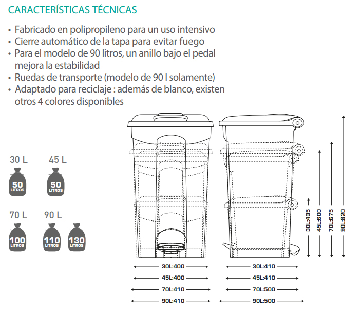 Medidas Papelera Pedal Medidas Papelera Pedal